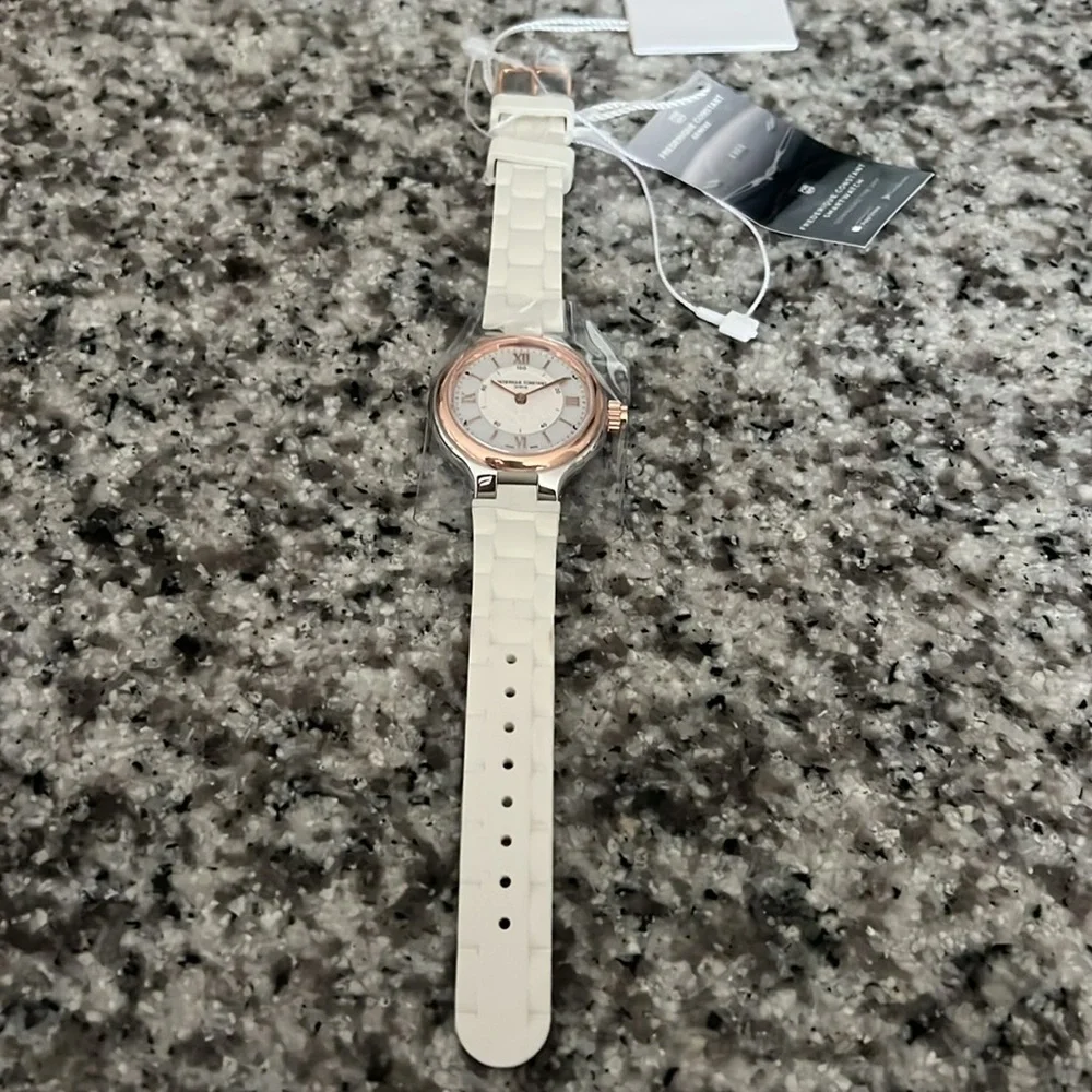 Frederique Constant Geneva HSW Quartz White and Rose Gold Watch
